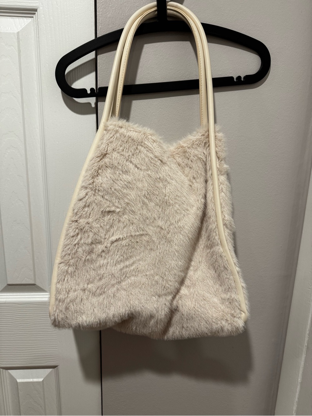 Victoria’s Secret Plush Ivory Faux-Fur Tote Bag
